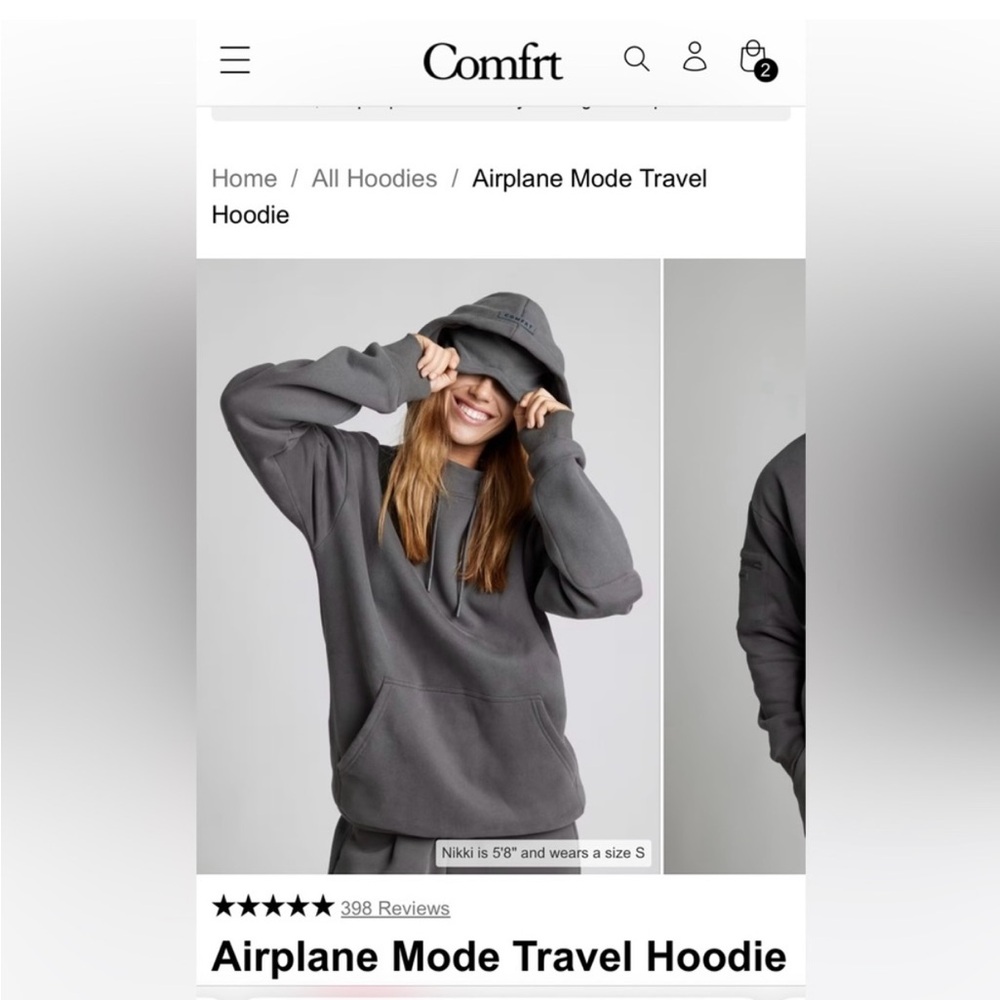 Comfrt Airplane Mode Hoodie, Steel Gray, Large, NWT
